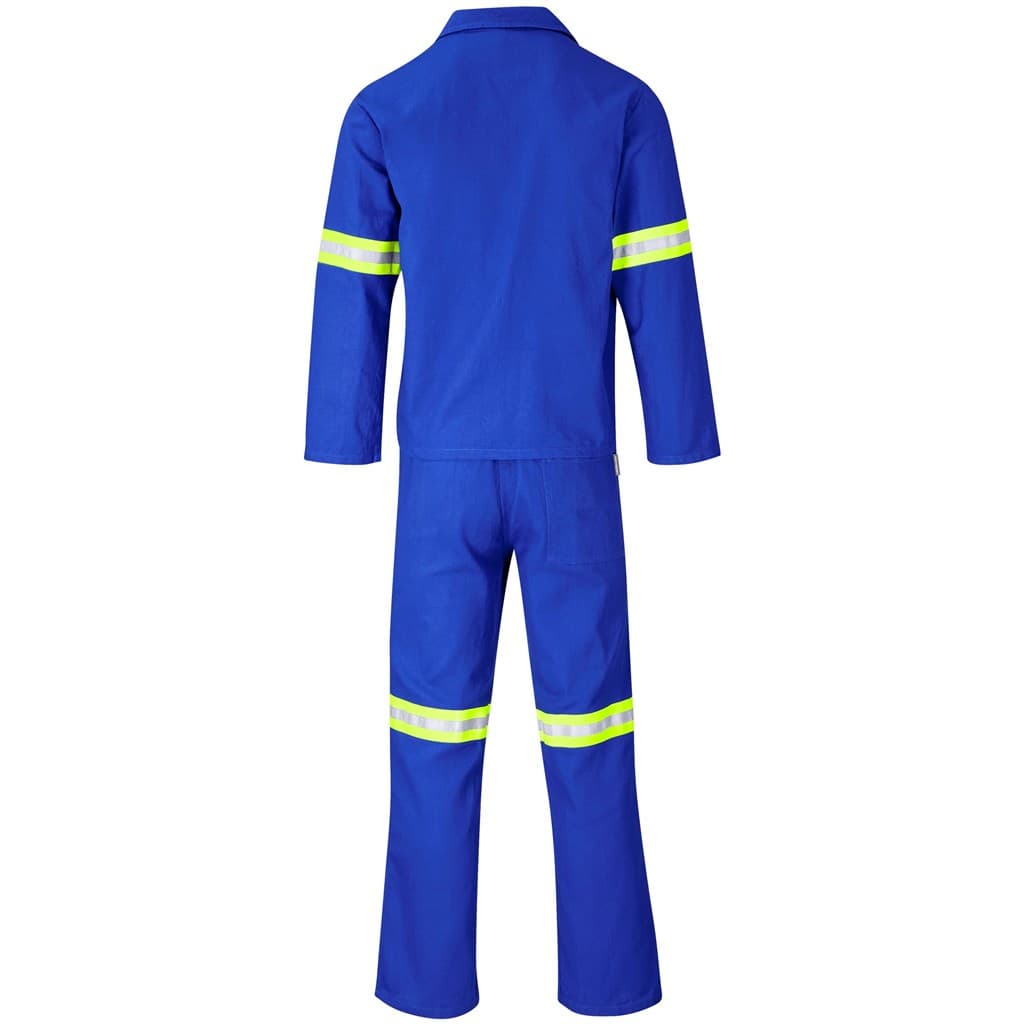 Technician 100% Cotton Conti Suit - Reflective Arms & Legs - Yellow Tape - Royal Blue