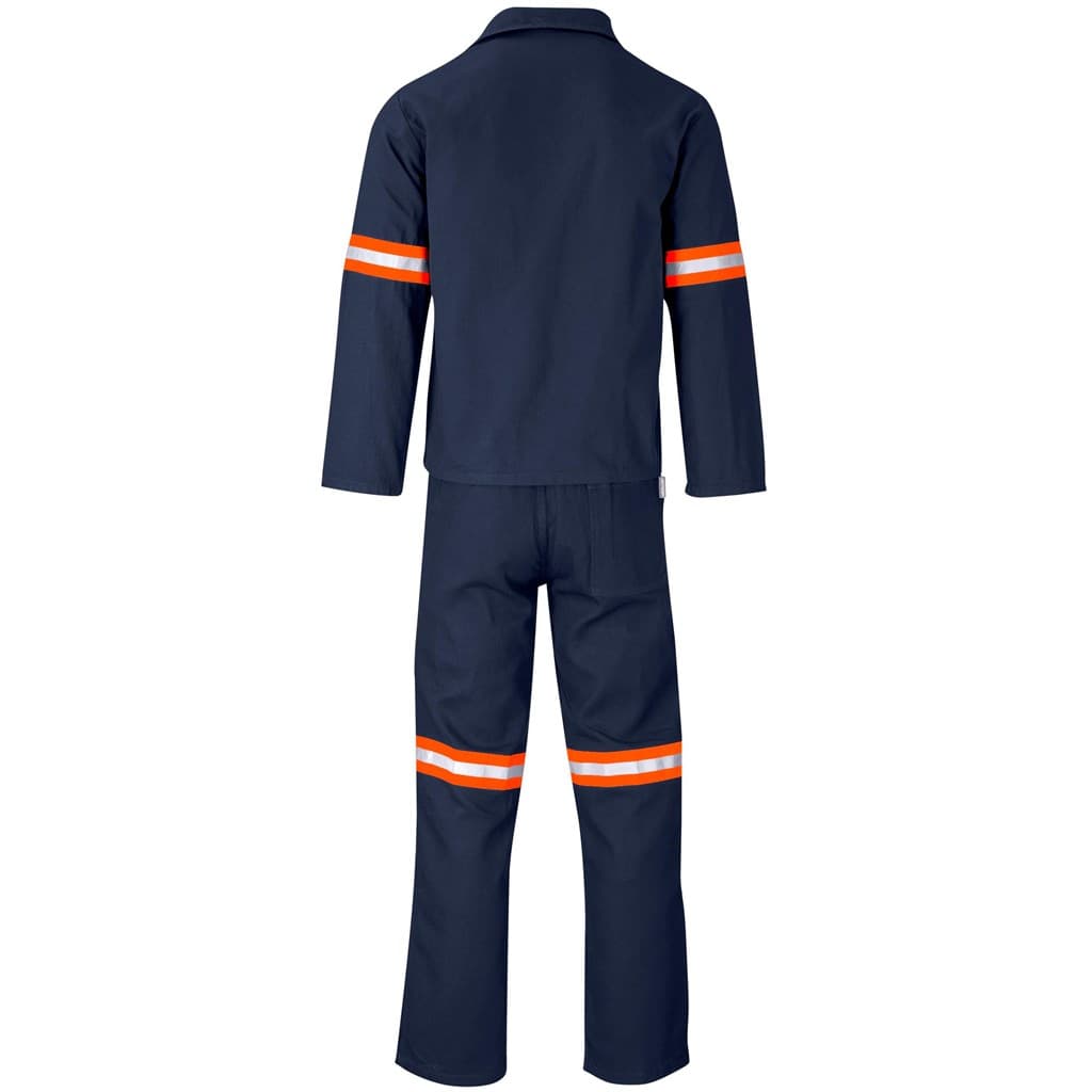 Technician 100% Cotton Conti Suit - Reflective Arms & Legs - Orange Tape - Navy