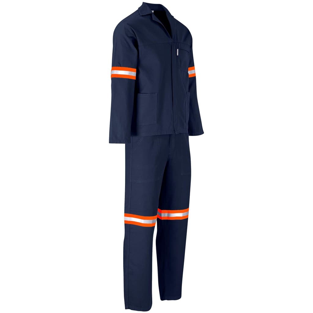 Technician 100% Cotton Conti Suit - Reflective Arms & Legs - Orange Tape - Navy
