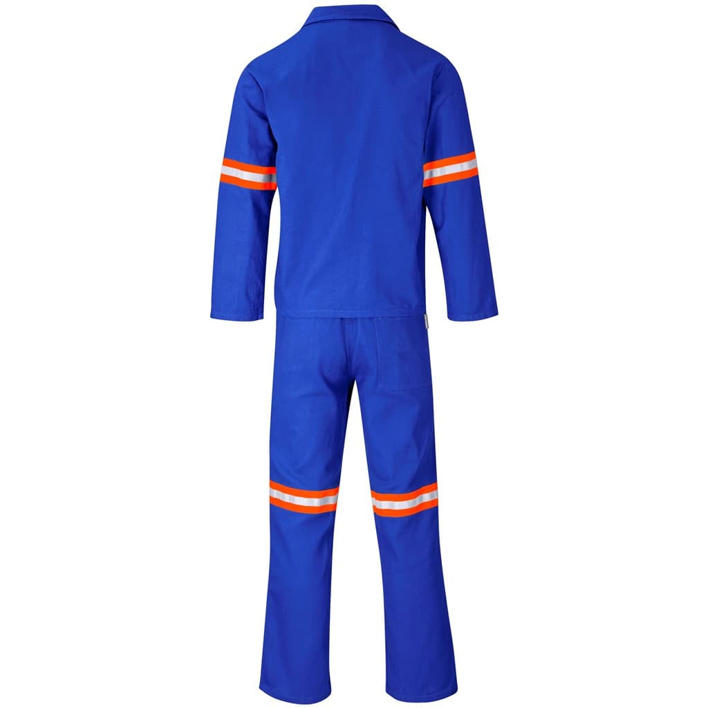 Technician 100% Cotton Conti Suit - Reflective Arms & Legs - Orange Tape - Royal Blue
