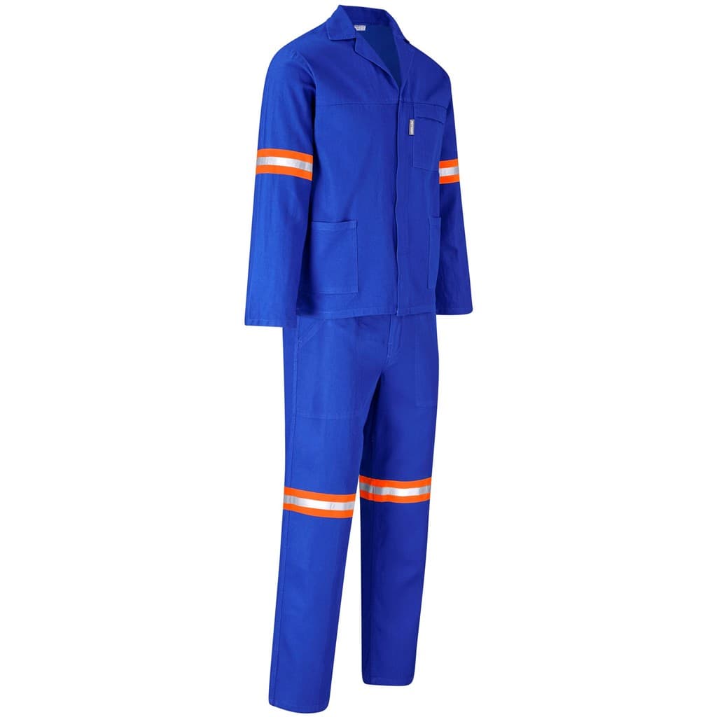 Technician 100% Cotton Conti Suit - Reflective Arms & Legs - Orange Tape - Royal Blue