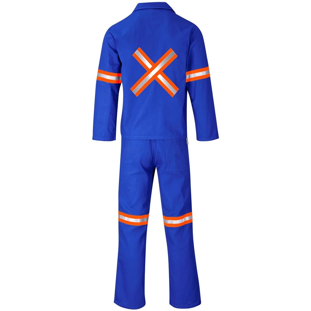 Technician 100% Cotton Conti Suit - Reflective Arms, Legs & Back - Orange Tape - Royal Blue