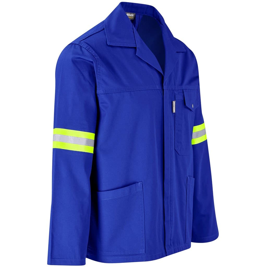 Site Premium Polycotton Jacket - Reflective Arms - Yellow Tape - Royal Blue