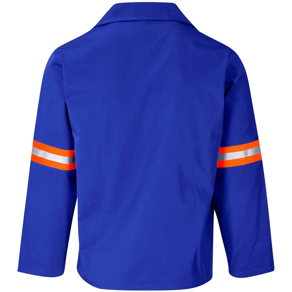 Site Premium Polycotton Jacket - Reflective Arms - Orange Tape - Royal Blue