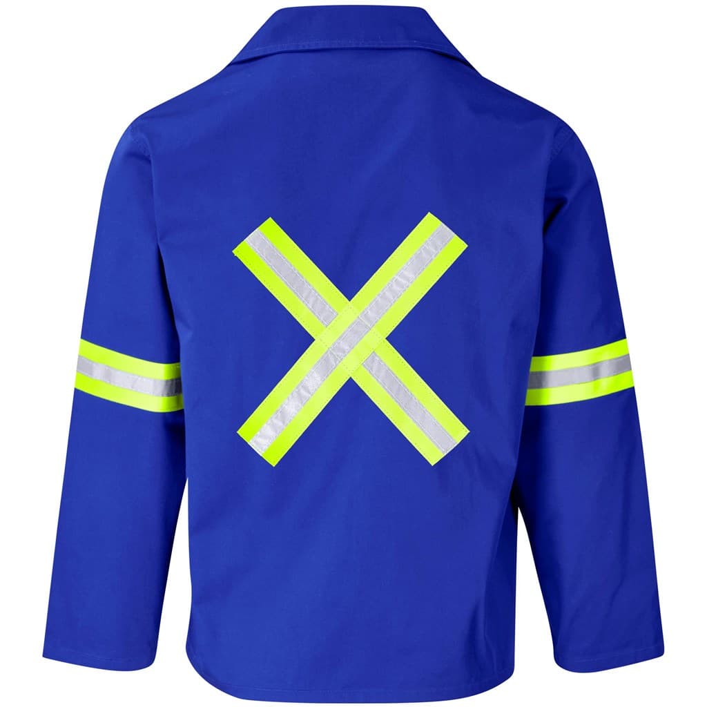 Site Premium Polycotton Jacket - Reflective Arms & Back - Yellow Tape - Royal Blue
