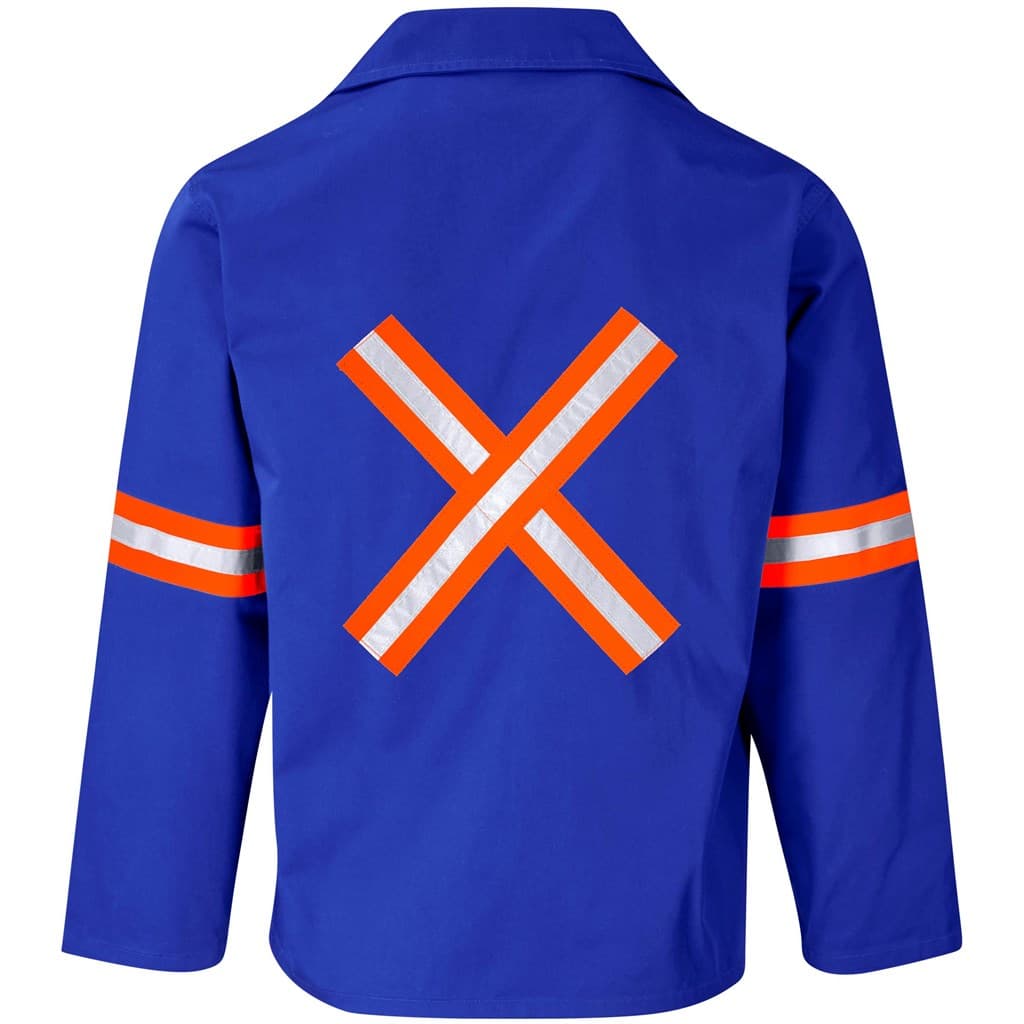 Site Premium Polycotton Jacket - Reflective Arms & Back - Orange Tape - Royal Blue