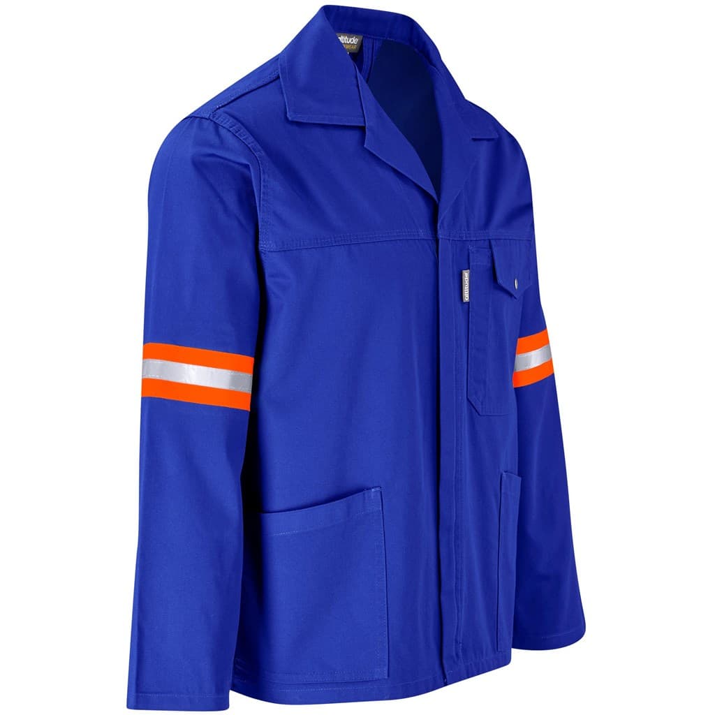 Site Premium Polycotton Jacket - Reflective Arms & Back - Orange Tape - Royal Blue