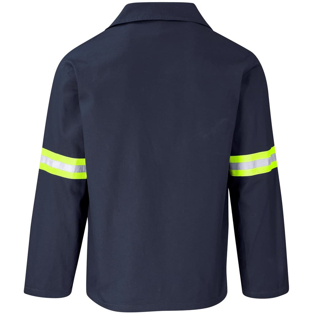 Artisan Premium 100% Cotton Jacket - Reflective Arms - Yellow Tape - Navy