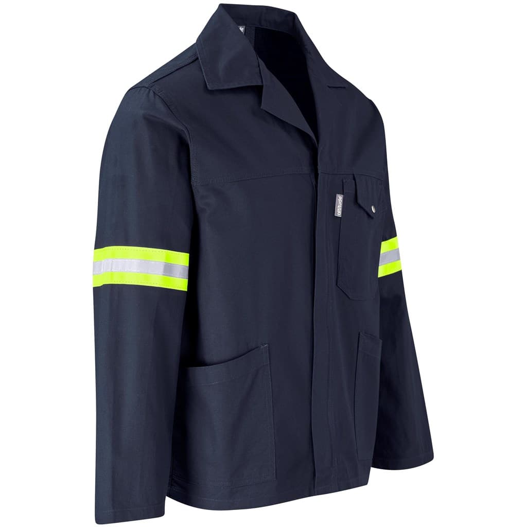 Artisan Premium 100% Cotton Jacket - Reflective Arms - Yellow Tape - Navy