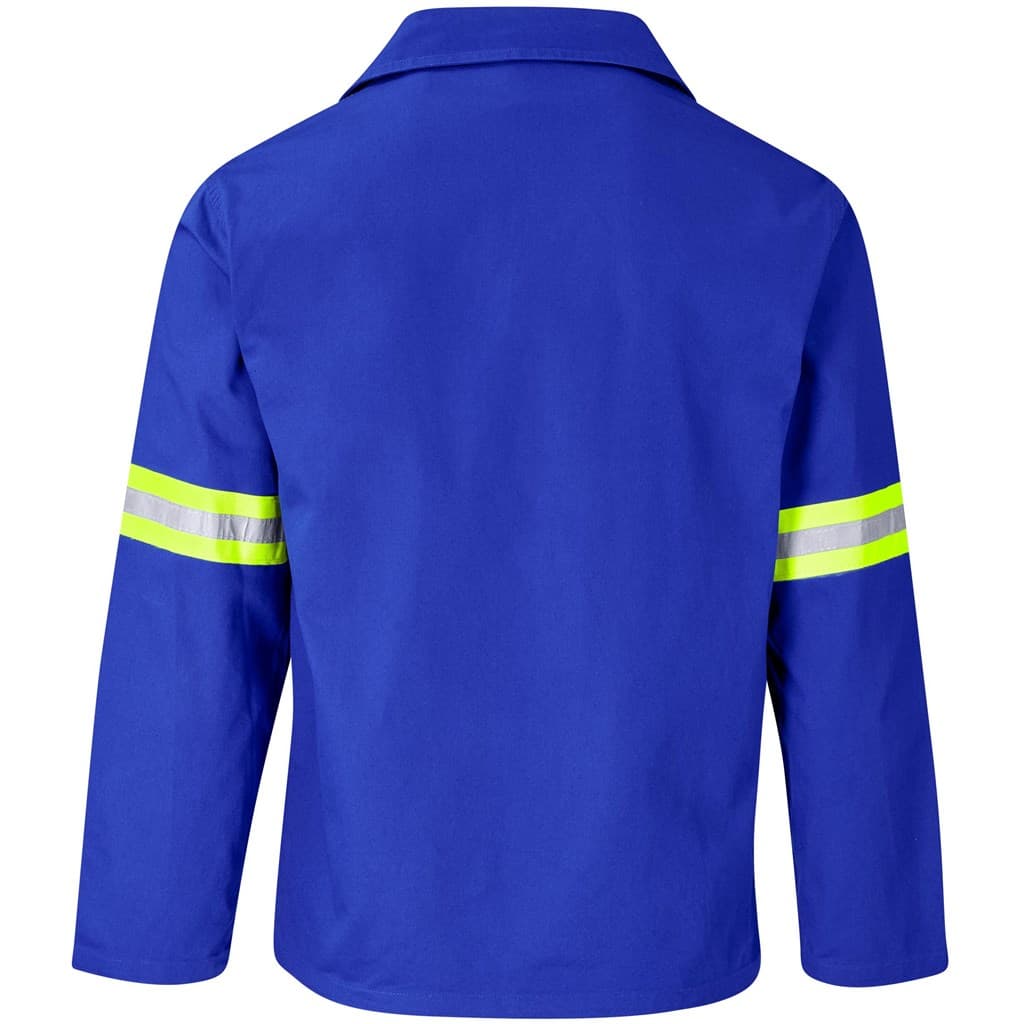 Artisan Premium 100% Cotton Jacket - Reflective Arms - Yellow Tape - Royal Blue