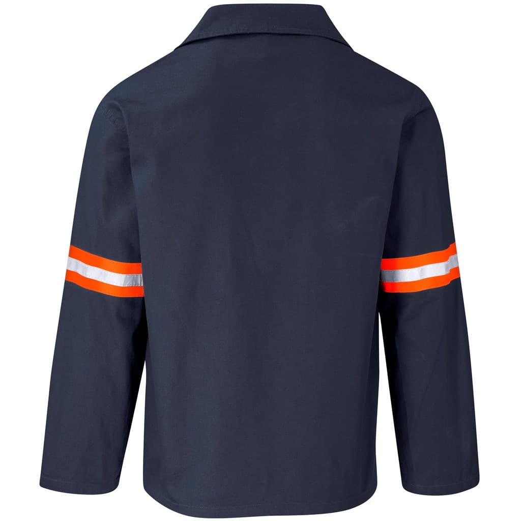 Artisan Premium 100% Cotton Jacket - Reflective Arms - Orange Tape - Navy
