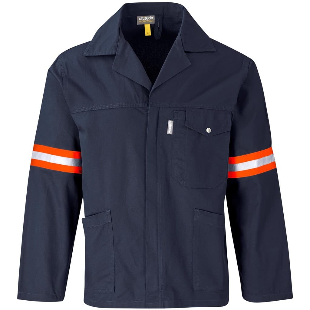 Artisan Premium 100% Cotton Jacket - Reflective Arms - Orange Tape - Navy