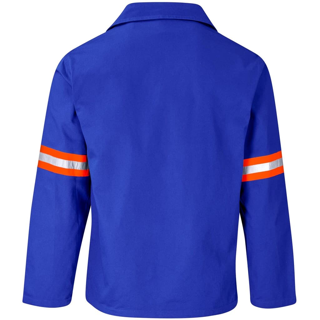Artisan Premium 100% Cotton Jacket - Reflective Arms - Orange Tape - Royal Blue