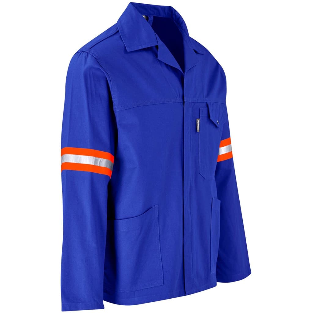 Artisan Premium 100% Cotton Jacket - Reflective Arms - Orange Tape - Royal Blue