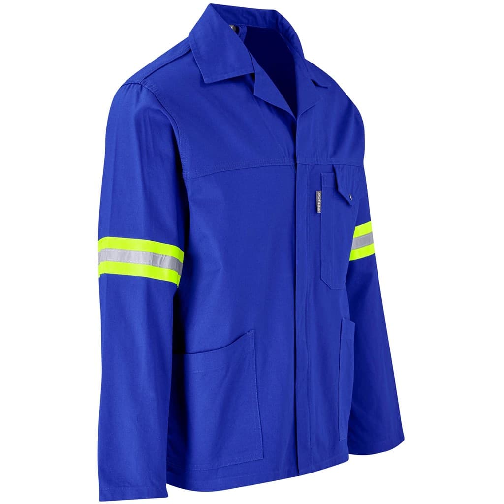 Artisan Premium 100% Cotton Jacket - Reflective Arms & Back - Yellow Tape - Royal Blue