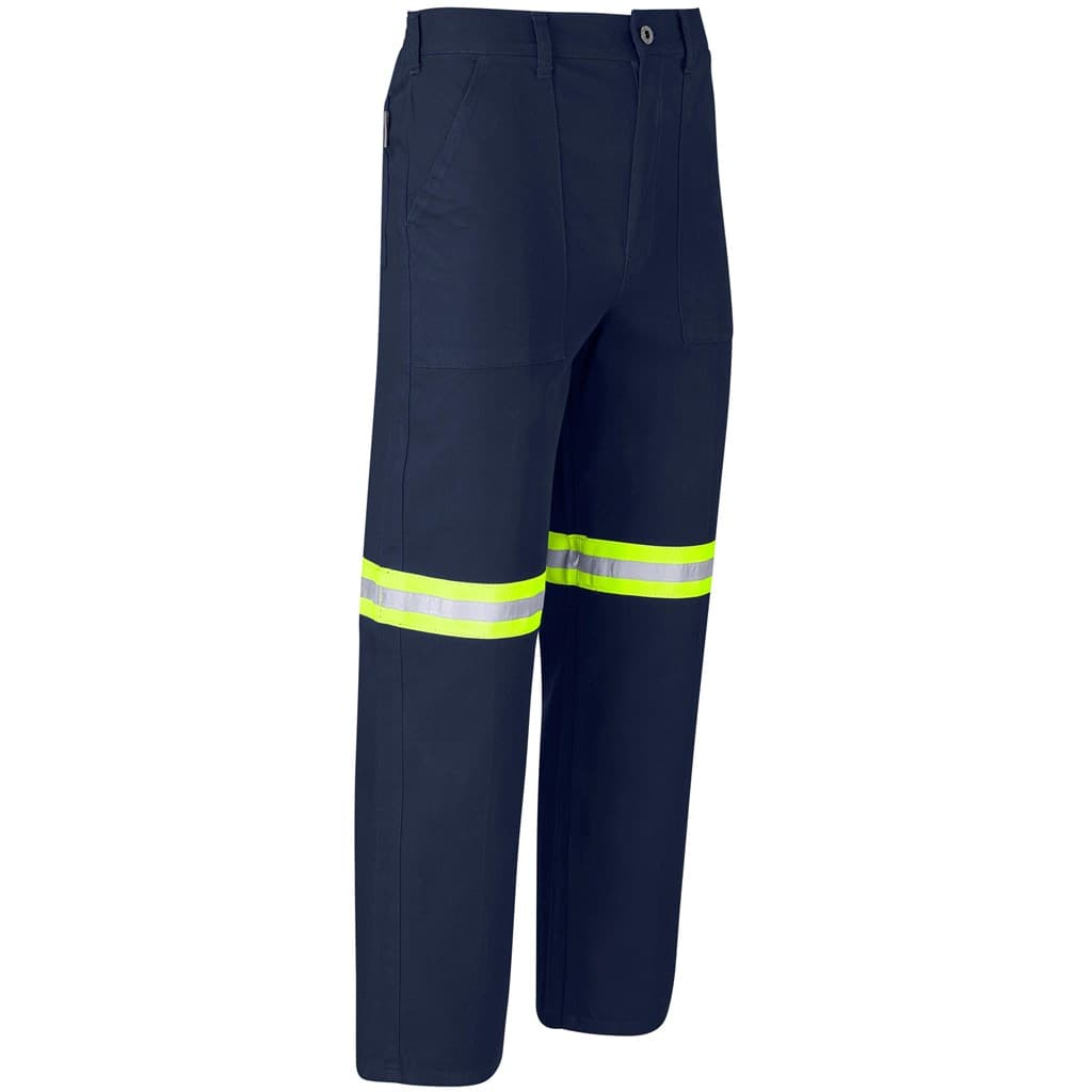 Artisan Premium 100% Cotton Pants - Reflective Legs - Yellow Tape - Navy