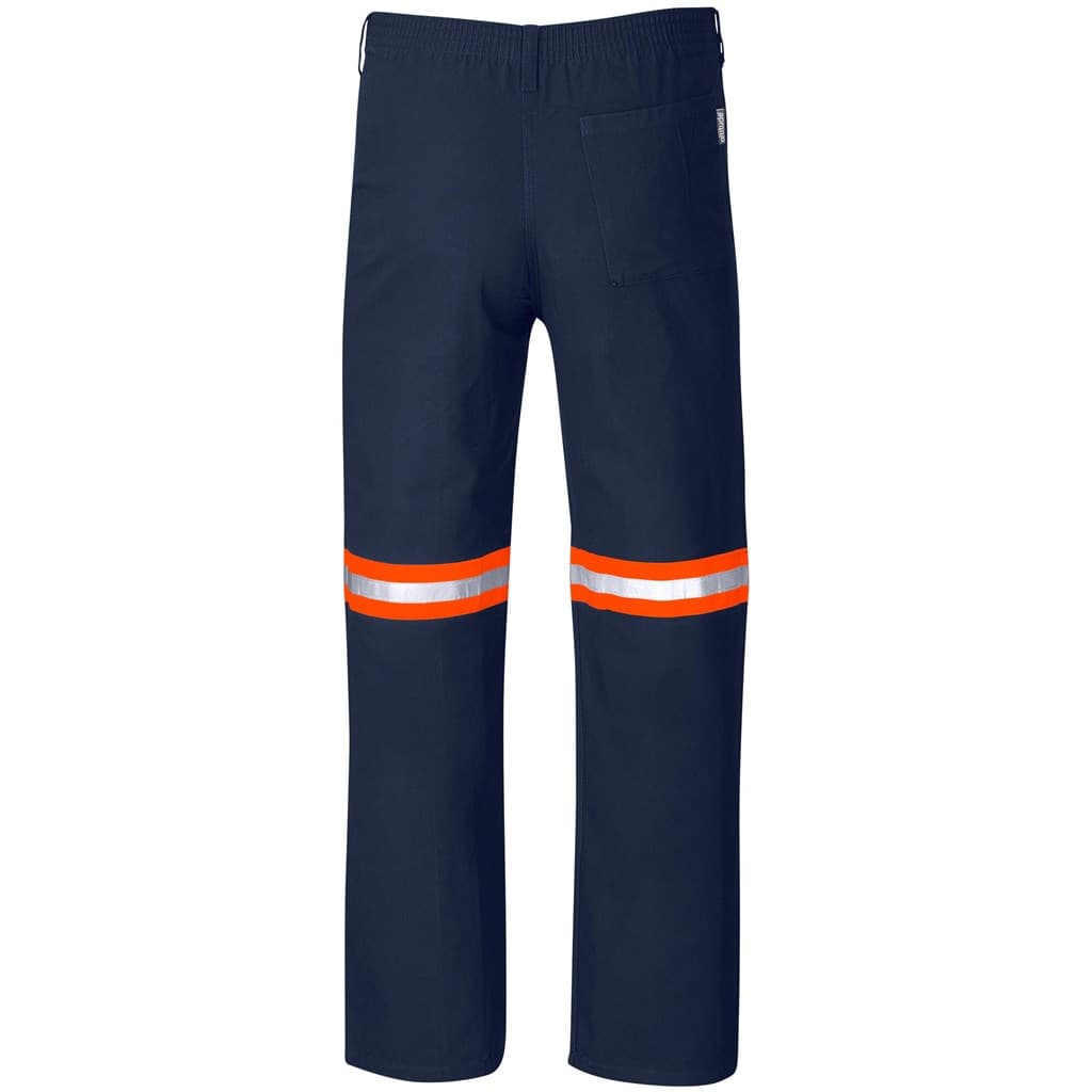 Artisan Premium 100% Cotton Pants - Reflective Legs - Orange Tape - Navy