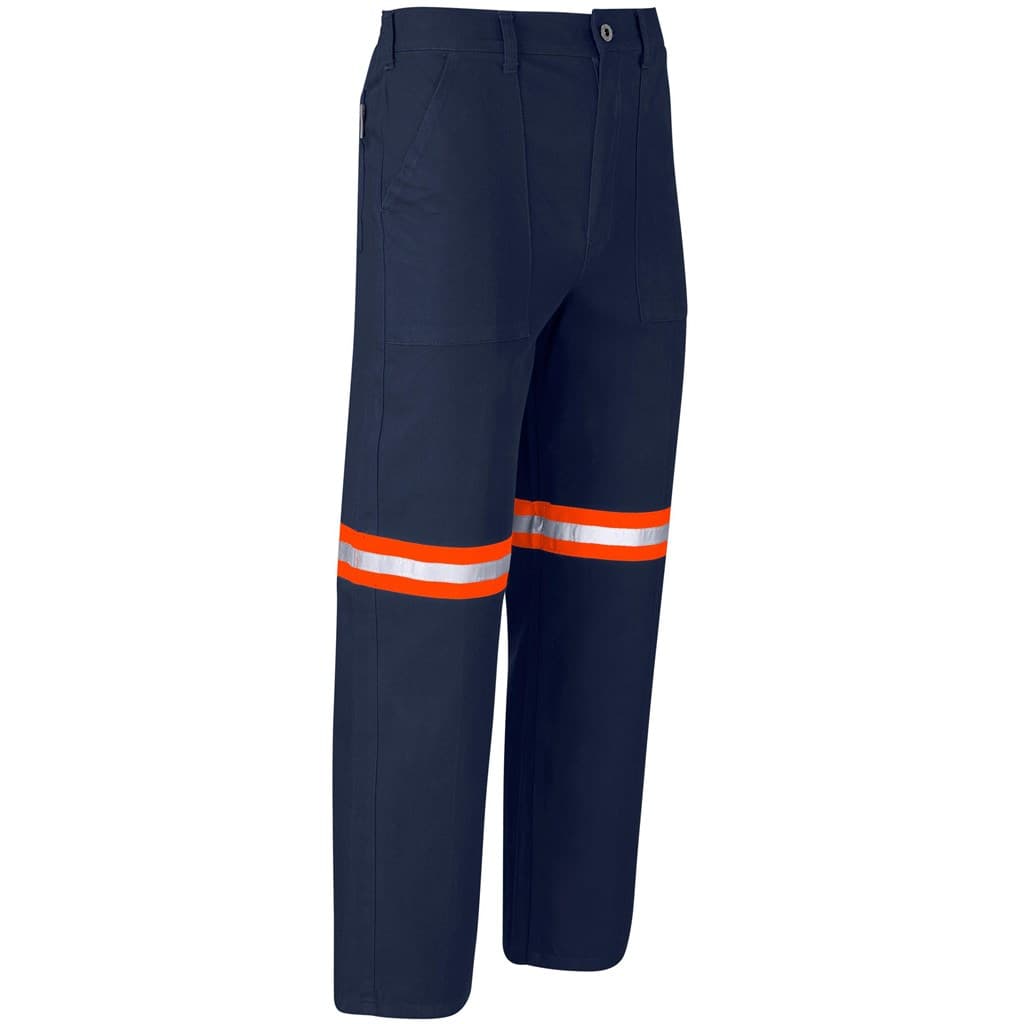 Artisan Premium 100% Cotton Pants - Reflective Legs - Orange Tape - Navy
