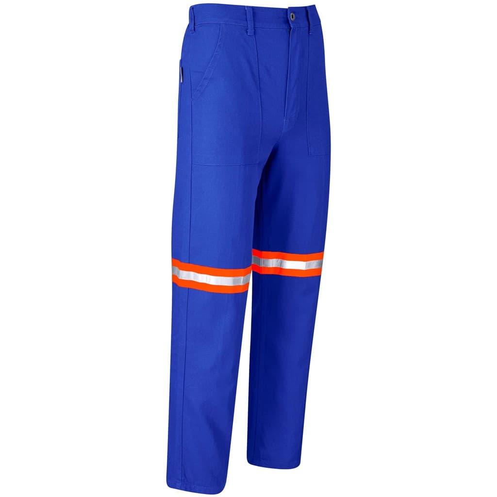 Artisan Premium 100% Cotton Pants - Reflective Legs - Orange Tape - Royal Blue