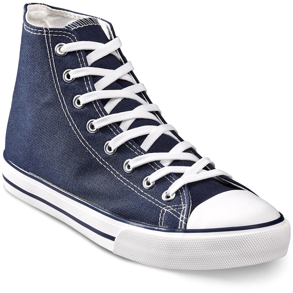 Unisex Retro High Top Canvas Sneaker - Navy