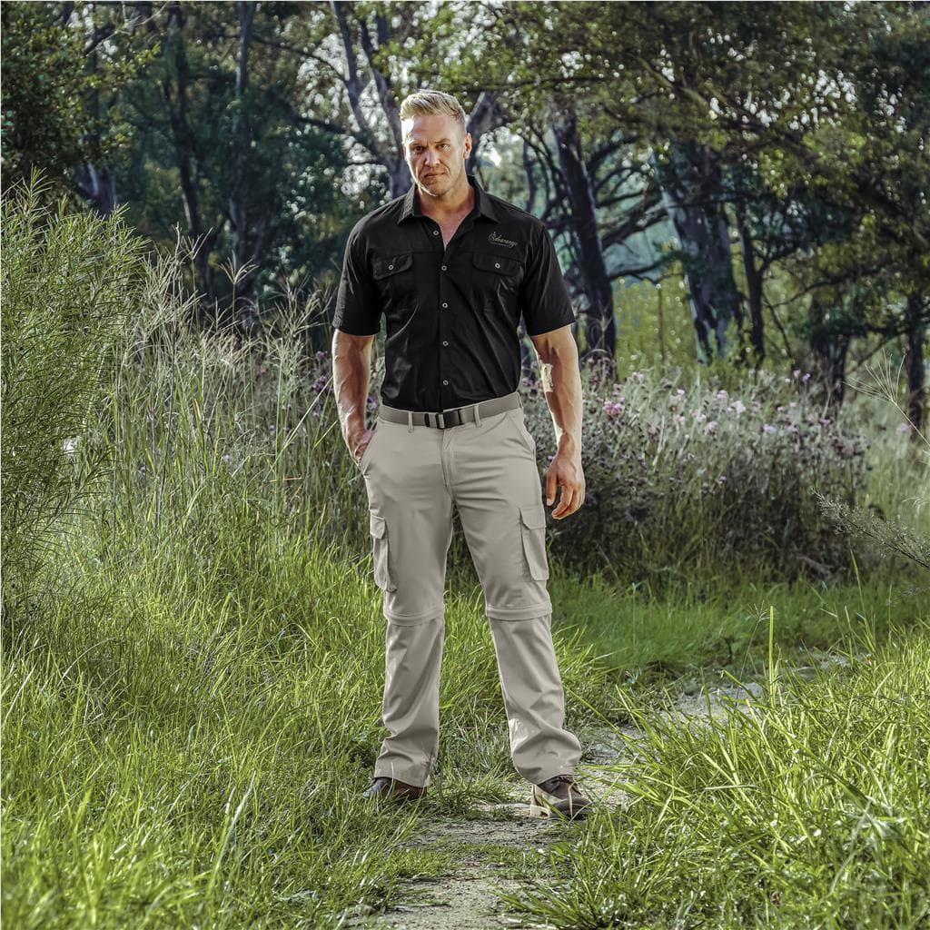 Mens Cargo Zip Off Pants - Stone