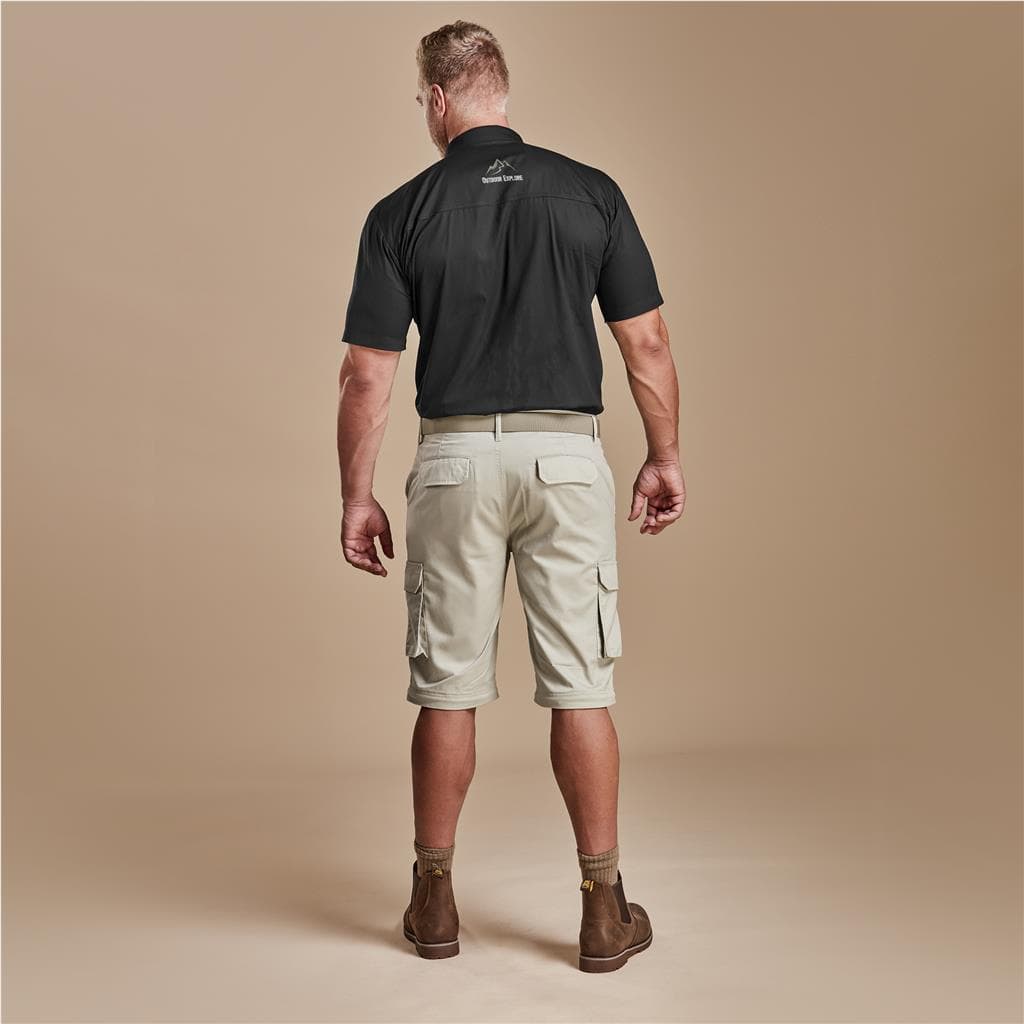 Mens Cargo Zip Off Pants - Stone