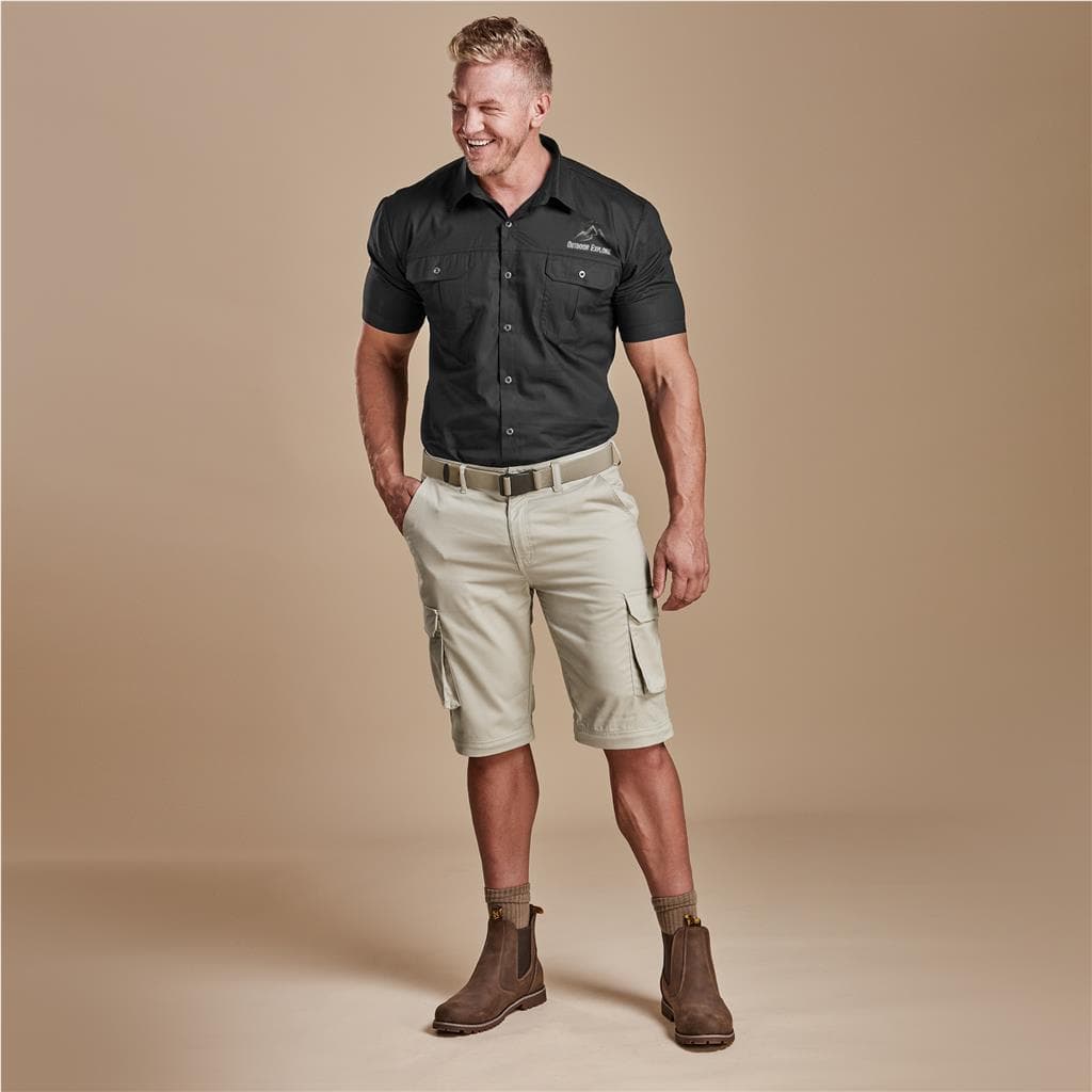 Mens Cargo Zip Off Pants - Stone