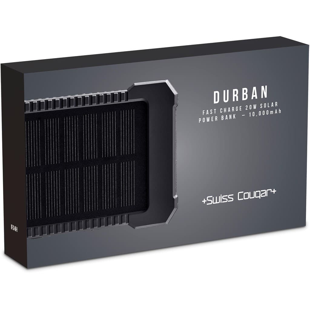 Swiss Cougar Durban Fast Charge 20W Solar Power Bank -10 000mAh