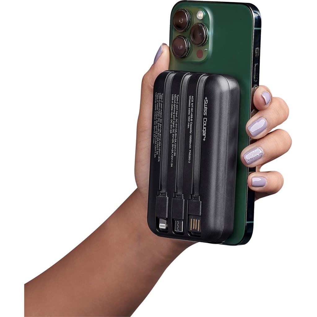 Swiss Cougar Argos Fast Charge 20W Wireless Charging Magnetic Power Bank - 10 000mAh