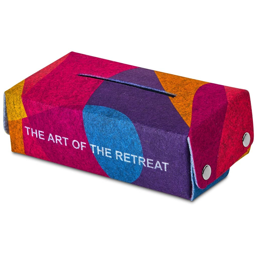 Pre-Printed Sample Hoppla Revive RPET Felt Tissue Box Cover