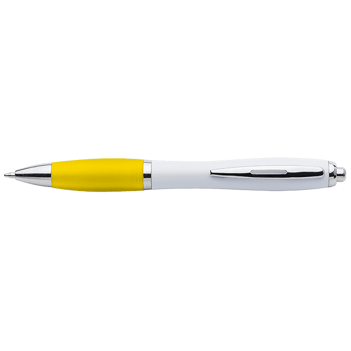 White Barrel Curved Design Ballpoint Pen