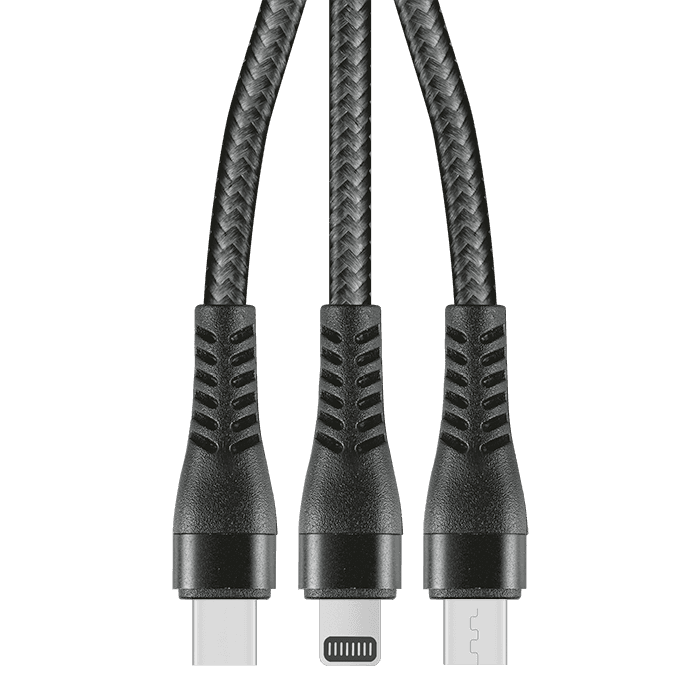 1.2m 3-In-1 Charger Cable Allum alloy and Braiding