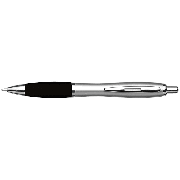 Silver Barrel Black Ink Pen